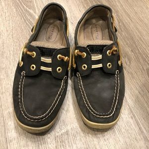 Blue and gold Sperrys